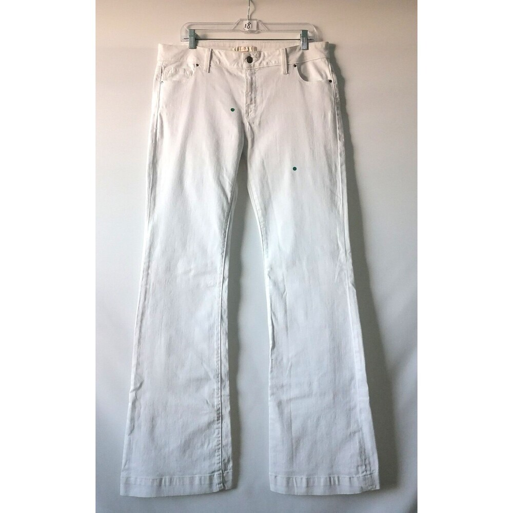 Boston Proper Women's White Mid Rise Stretch Bootcut Denim Jeans Size 14